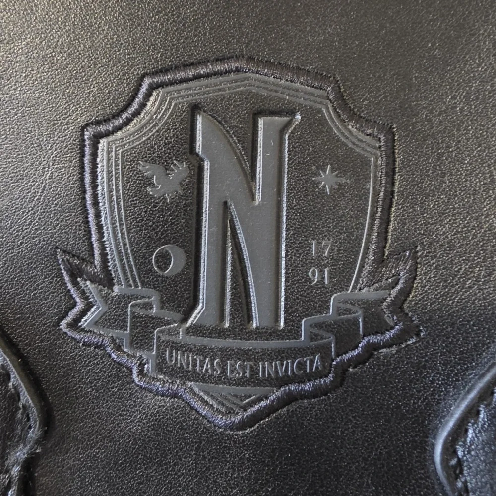 Netflix Wednesday Adams Nevermore Academy Mini Backpack Black Faux Leather...